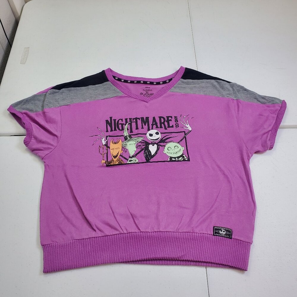 Disney Nightmare Before Christmas Short Sleeve Sweater Top Sleepwear Women's M